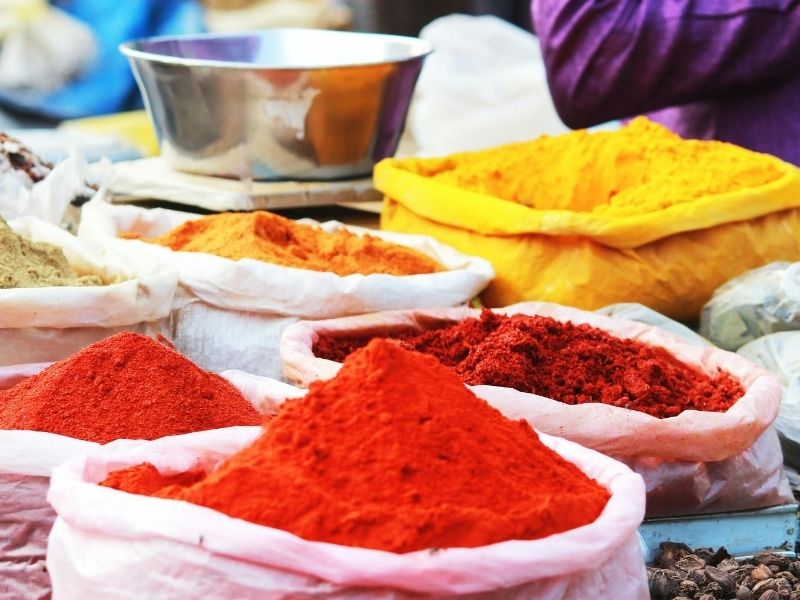 Indian market with spices