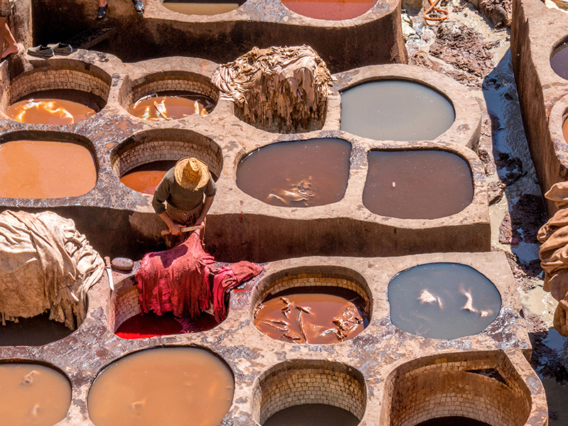 Visit the tanneries in Fez during luxury holidays to Morocco