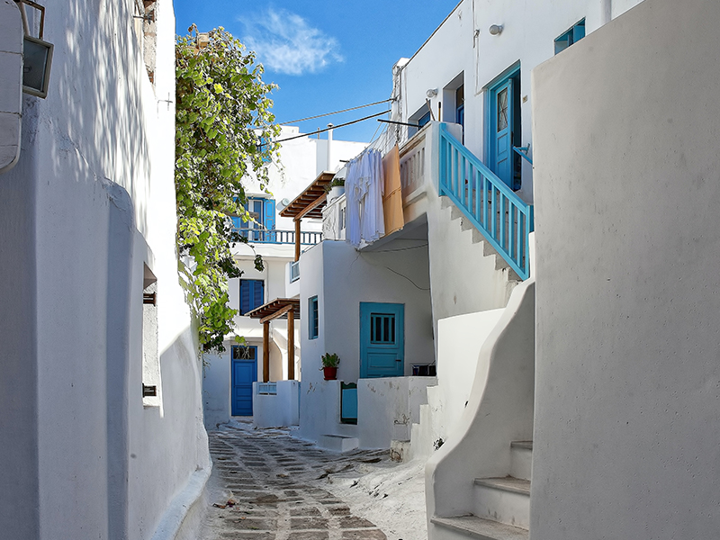 Whitewashed houses in Mykonos