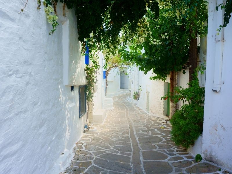 Stroll through the cobbled streets of Paros